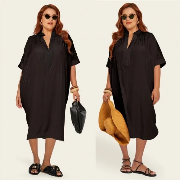 Ever By X The One Dress Project Multiwear Shirt Midi Belted Black Resort Flowy - Picture 3 of 15